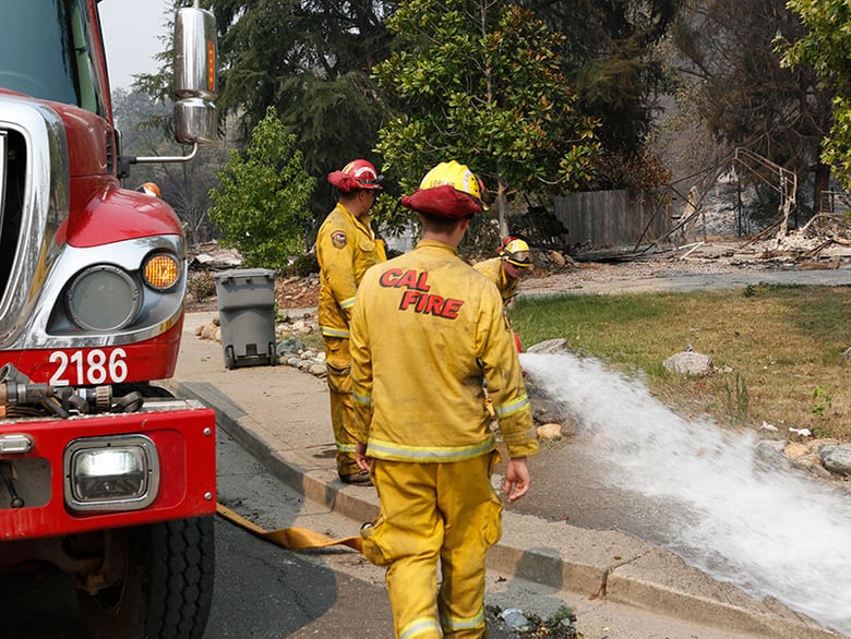 Cal Fire firefighters responding to the Carr Fire in Redding July 28, 2018.